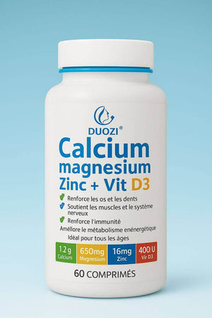 C 💪 DUOZI – Calcium + Magnésium + Zinc + Vitamine D3  PROMO FATIGUE , ERECTION , LIBIDO grâce au ZINC Anti Stresse , SOUTIENT DU SPERMATHOZOIDE NORMAL. Fertilité.