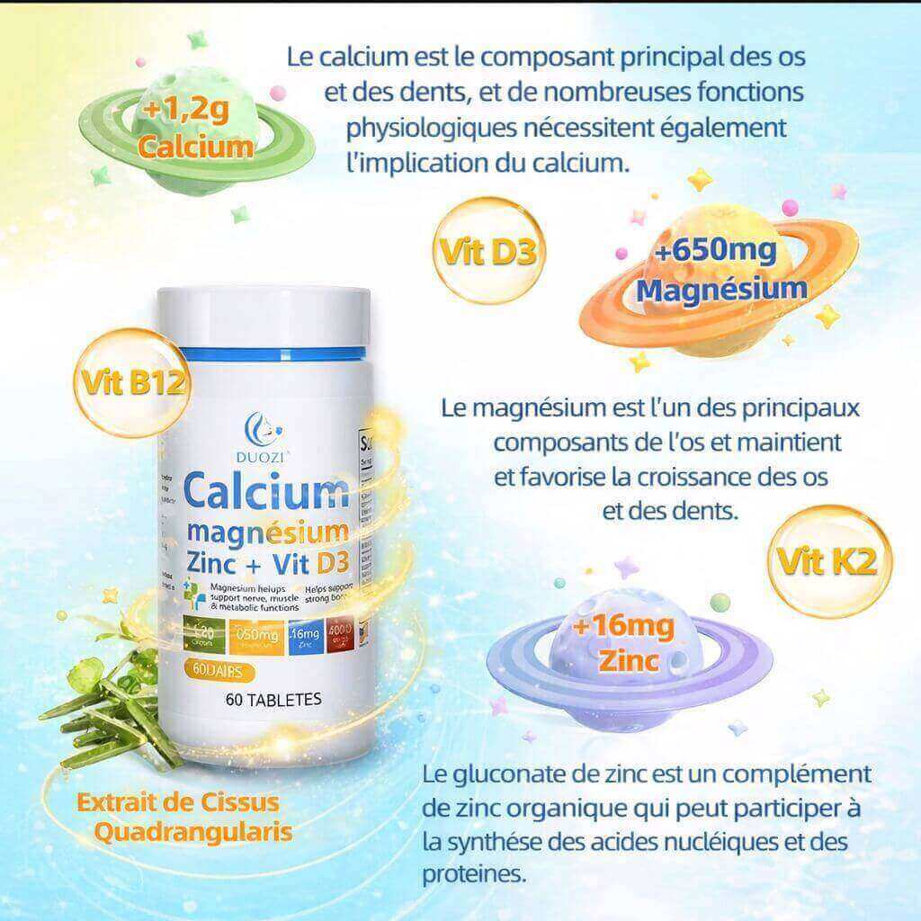 C A  💪 DUOZI – Calcium + Magnésium + Zinc + Vitamine D3  PROMO FATIGUE , ERECTION , LIBIDO grâce au ZINC Anti Stresse , SOUTIENT DU SPERMATHOZOIDE NORMAL. Fertilité.